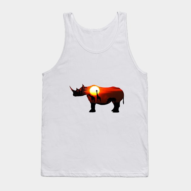 Rhino wild Tank Top by KHMISSA ART